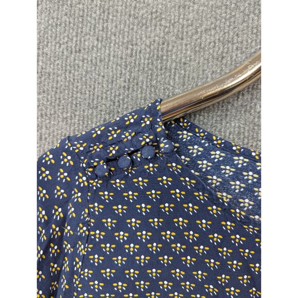 GAP Blouse Womens Medium Ditzy Print Pullover Top Navy Preppy Teacher Office - Picture 2 of 10